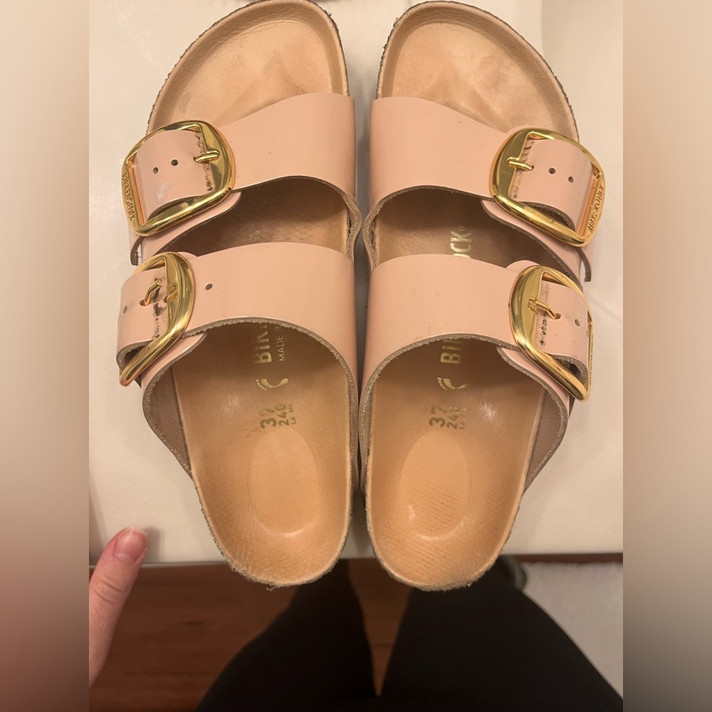 Birkenstock Sandals with Gold Buckles